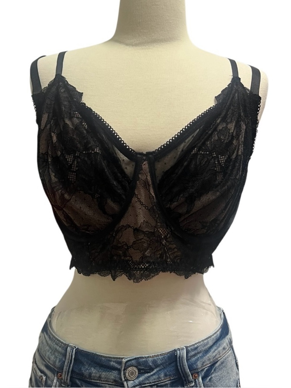 NWT - TORRID -PLUS SIZE - SEXY Black Lace Longline Bralette